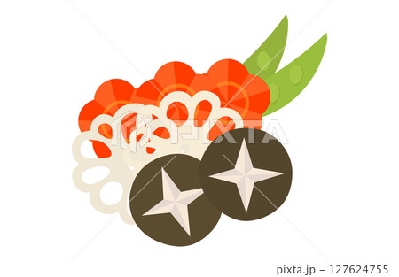 野菜の煮物のベクターイラスト 炊き合わせ 筑前煮 煮浸し 煮付け 127624755