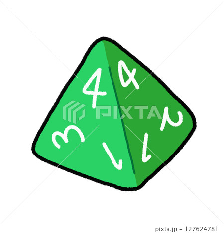 シンプルな手描きの4面体ダイスのイラスト シンプルな手描きの4面体ダイスのイラスト 127624781