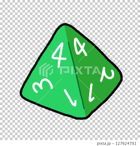 Simple hand-drawn illustration of a four-sided die 127624781