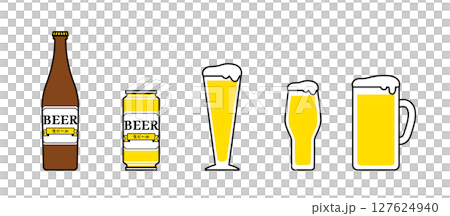 罐裝和瓶裝啤酒和玻璃杯 127624940