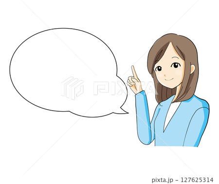 スーツを着た女性と吹き出し スーツを着た女性と吹き出し 127625314