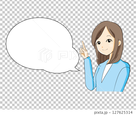 スーツを着た女性と吹き出し スーツを着た女性と吹き出し 127625314