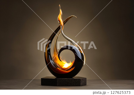 artisan blowing glass in elegant shapes, harmony of fire, breath and creation 127625373