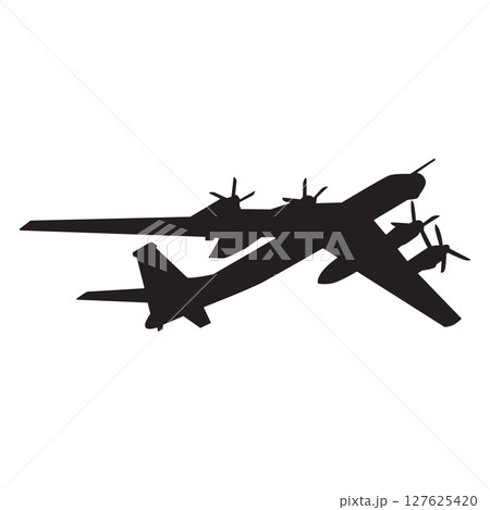 War plane flies across the sky silhouette 127625420