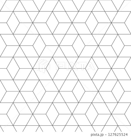 シームレスな細い線のひし形パターン 抽象的 幾何学的 スウォッチ対応 黒 127625524