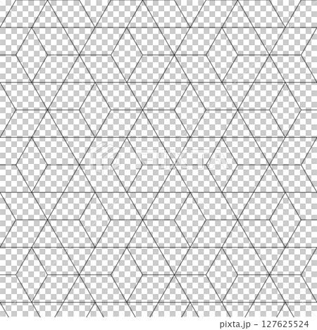 シームレスな細い線のひし形パターン 抽象的 幾何学的 スウォッチ対応 黒 127625524