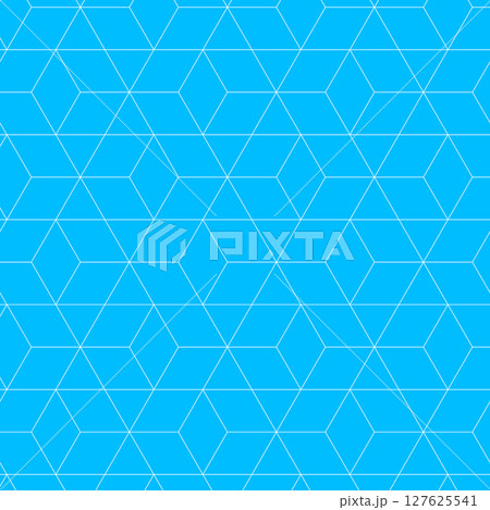 シームレスな細い線のひし形パターン 抽象的 幾何学的 スウォッチ対応 水色 127625541