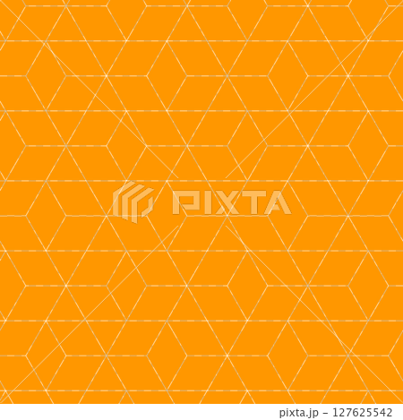 シームレスな細い線のひし形パターン 抽象的 幾何学的 スウォッチ対応 オレンジ 127625542