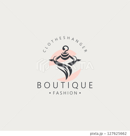 Clothes hanger logo design for business, boutique, lifestyle fashion clothing template 127625662