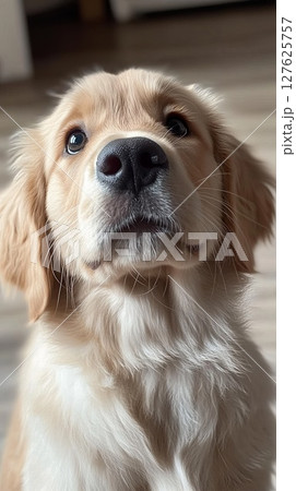 Close-up of golden retriever puppy. Close-up of golden retriever puppy. 127625757