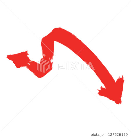 Red Brush Zigzag Arrow 127626159