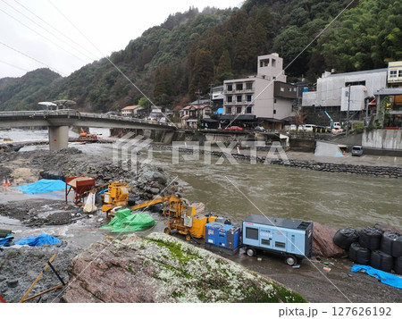 2024年2月22日の天ヶ瀬温泉河川工事風景　大分県日田市天瀬町湯山 127626192