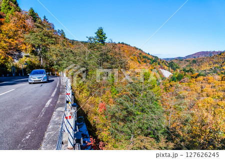 紅葉に染まる西吾妻スカイバレー 127626245