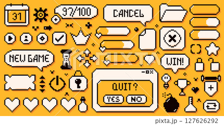 8 bit simple art icons. 8 bit simple art icons. 127626292