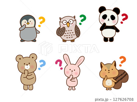 考え中の動物たちのかわいいイラストセット 127626708