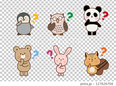 一組可愛的思考動物插畫集 127626708