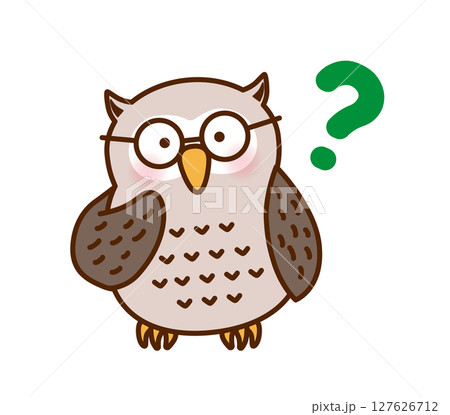 考え中のフクロウのかわいいイラスト 考え中のフクロウのかわいいイラスト 127626712