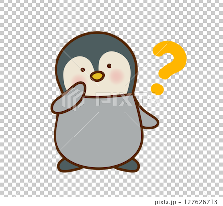 一隻思考的企鵝的可愛插圖 一隻思考的企鵝的可愛插圖 127626713