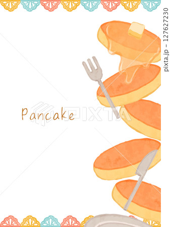 ほんわか可愛いパンケーキの背景イラスト 127627230