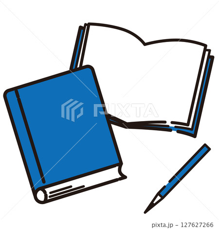 本とノートのシンプルなイラスト素材 127627266