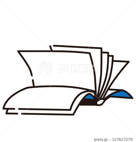 ページを捲る本のシンプルなベクターイラスト素材 127627270