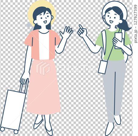 兩個年輕女子去旅行 127627399
