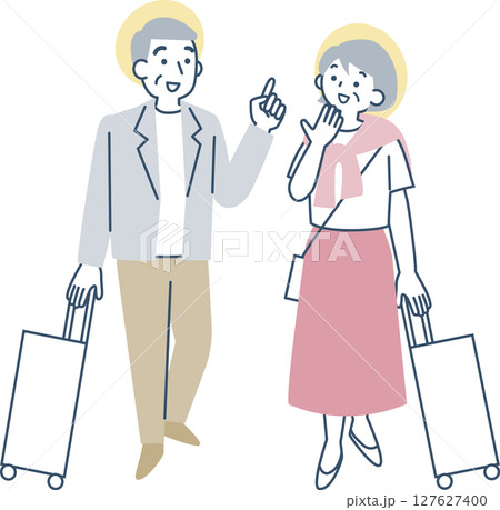 旅行に行くシニア夫婦 127627400