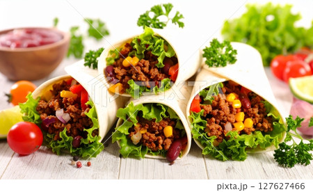 Fresh, delicious, and healthy vegetable salad with herbs, perfect for any meal 127627466