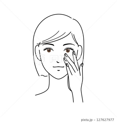 スキンケアをするショートカットの女性 127627977