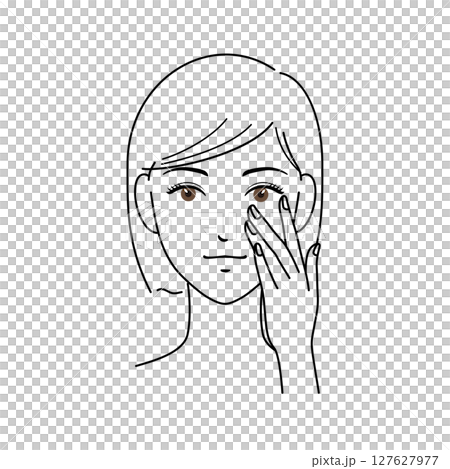 スキンケアをするショートカットの女性 127627977