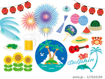 夏のイラストセット2025 127628169