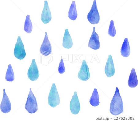 水彩風のラフなたくさんのしずくのベクターイラスト 127628308