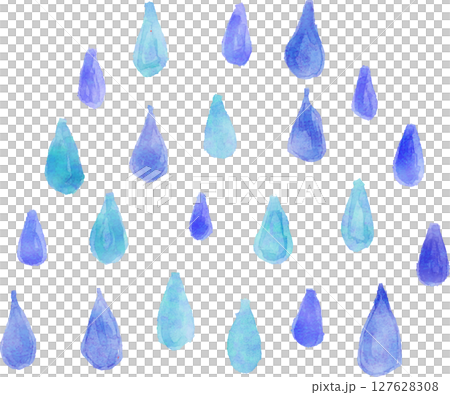 水彩風のラフなたくさんのしずくのベクターイラスト 127628308