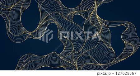 Vector line abstract wave luxury design, art elegant curve glitter background. Premium flow illustration, premium modern glitter dynamic texture. 127628367