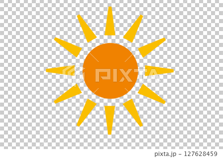 簡單易用的橙色太陽圖標 簡單易用的橙色太陽圖標 127628459
