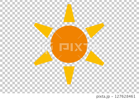 簡單易用的橙色太陽圖標 簡單易用的橙色太陽圖標 127628461