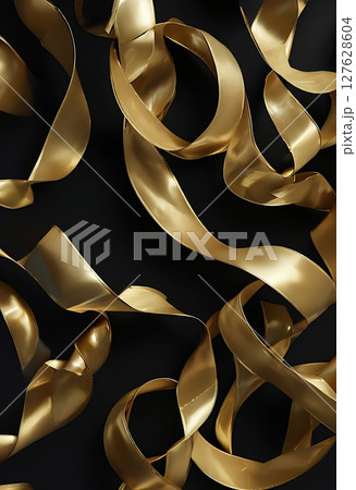 gold ribbon bow in gold colour 127628604