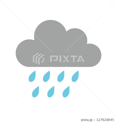 雲としずくのフラットデザイン雨イラスト 127628645