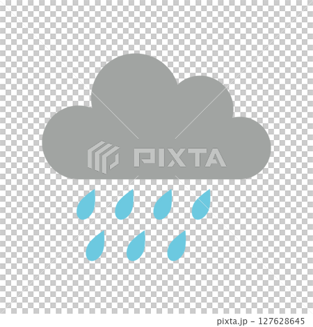 帶有雲朵和水滴的平面設計雨圖 127628645
