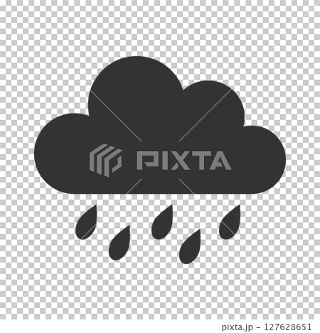 雲としずくのフラットデザイン雨イラスト 127628651