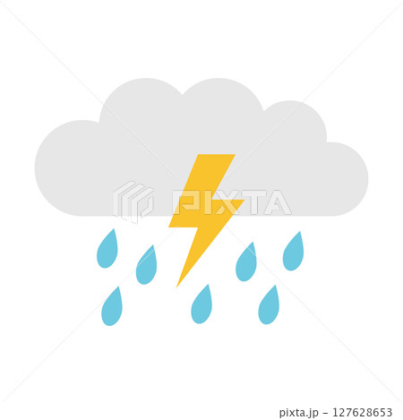 雷雨を表すシンプルな天気アイコン 127628653