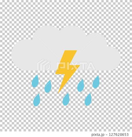 A simple weather icon representing a thunderstorm 127628653