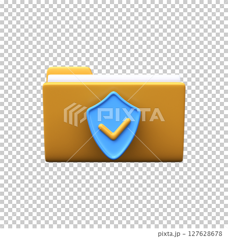 3d data protection icon. File folder illustration with shield 127628678