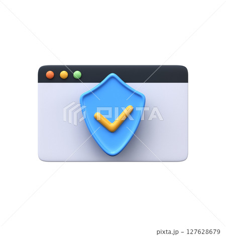 Protection concept. 3d internet page with a shield 127628679