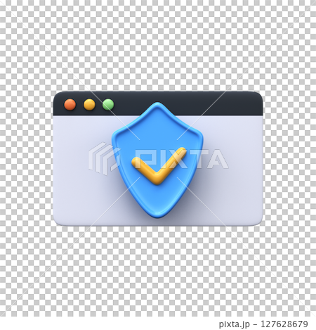 Protection concept. 3d internet page with a shield 127628679