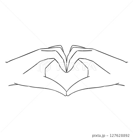 プールナ・フリダヤ・ムドラの白黒イラスト 127628892