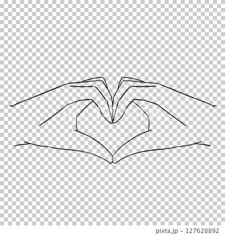 プールナ・フリダヤ・ムドラの白黒イラスト 127628892