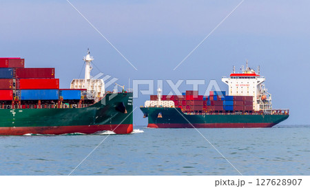 Container cargo ship freight shipping international, Global business freight shipping import export logistic transportation container cargo ship, Container cargo ship sea freight container ship. Container cargo ship freight shipping international, Global business freight shipping import export logistic transportation container cargo ship, Container cargo ship sea freight container ship. 127628907