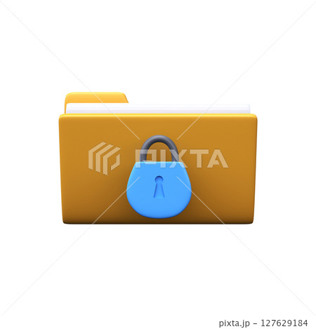 Data security and privacy concept. 3d folder icon with documents and lock 127629184