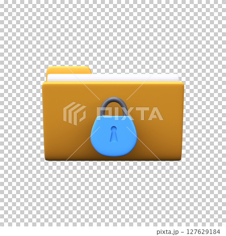 Data security and privacy concept. 3d folder icon with documents and lock 127629184
